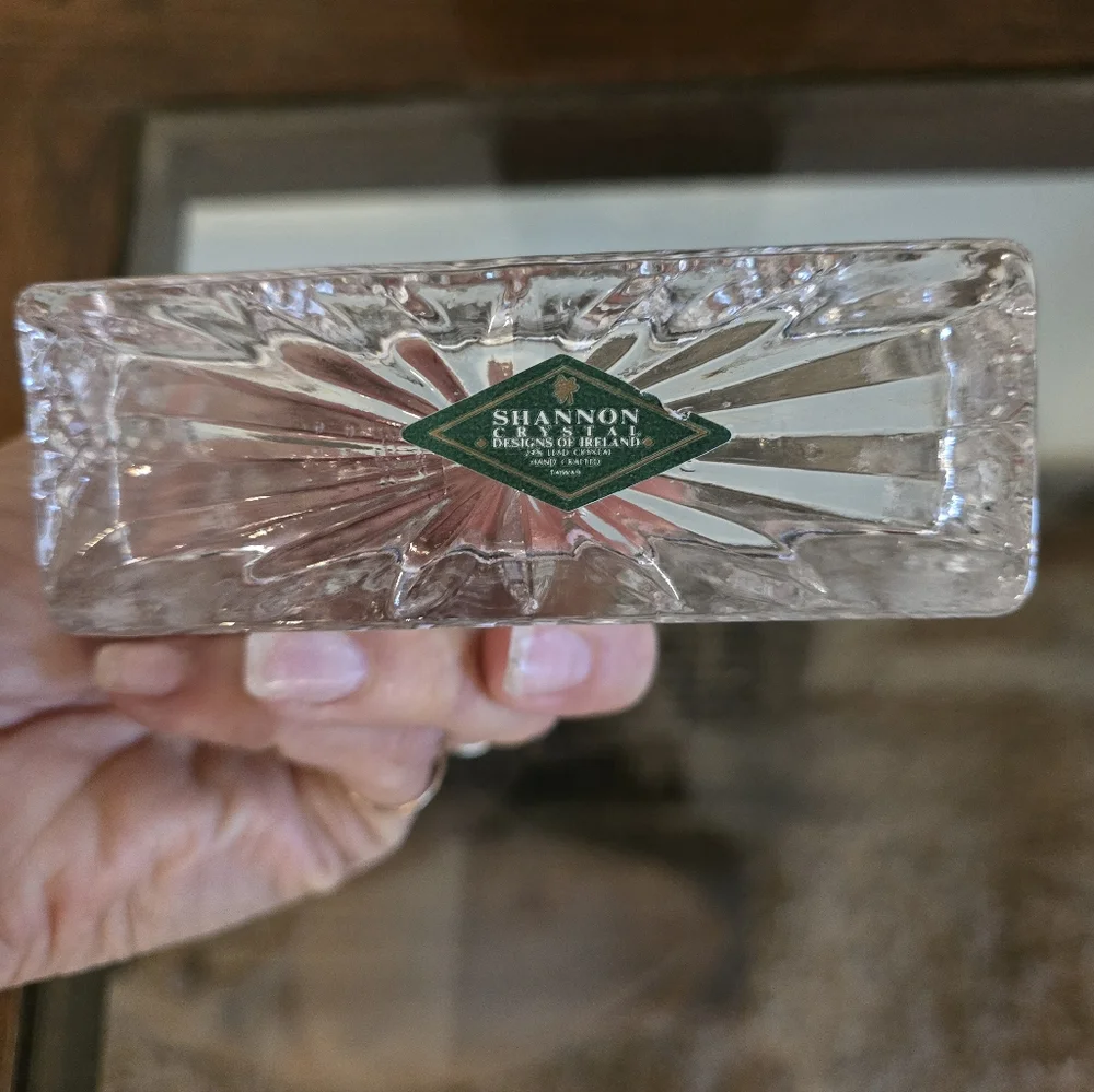 NEW-Lead Crystal Businesses Card Holder By Shannon Fine Crystal Of Ireland